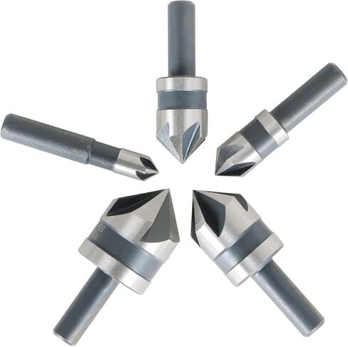findmall 5Pcs Countersink Drill Bit Set 82 Degree High Speed Steel Countersinks Drill Bit Set in Sizes 1/4 3/8 1/2 5/8 3/4 Inch Set with Carrying Case in Saudi Arabia