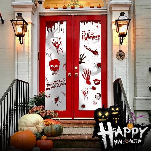 165Pcs Halloween Decorations,10Sheets Halloween Blood Handprints Footprint Blood Stains Window Stickers Wall Sticker Floor Sticker,30Pcs Tattoo Sticker Face Sticker Waterproof Blood Mark Wound Sticker in Kuwait
