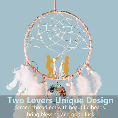 Opohaome Dream Catchers Lovers Dream Catchers للأولاد صائد أحلام كبير للفتيات على الحائط معلق شجرة الحياة لتزيين الحائط مع ضوء LED مصنوع يدويًا من الريش صائد الأحلام هدايا نعمة أمريكية أصلية in Kuwait