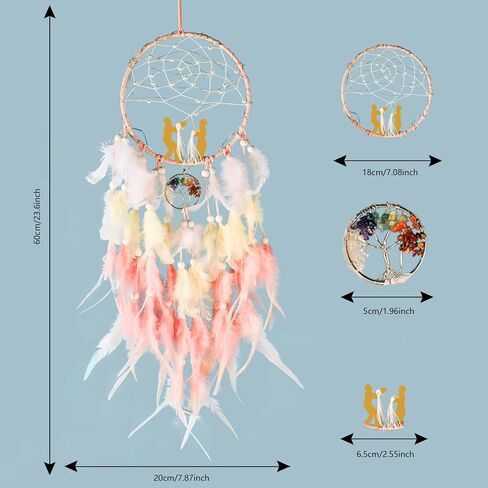 Opohaome Dream Catchers Lovers Dream Catchers للأولاد صائد أحلام كبير للفتيات على الحائط معلق شجرة الحياة لتزيين الحائط مع ضوء LED مصنوع يدويًا من الريش صائد الأحلام هدايا نعمة أمريكية أصلية in Kuwait