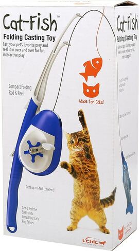L'chic Cat Fishing Pole Teaser, Indoor Cat Interactive Fishing Wand Toy Pole, Pet Companion Toy, Cat Toys for Indoor Cats, Toy Fishing Pole, Gift Fish Cat Toy, Cat Must Haves for Play & Exercise in Saudi Arabia