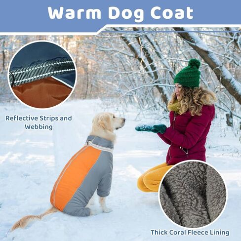 معطف للكلاب من OUOBOB، معطف شتوي للكلاب بأربعة أرجل، سترة صوف دافئة للكلاب، بدلة جسم مضادة للماء، معاطف للكلاب مع حزام مدمج، بدلة ثلج عاكسة لكامل الجسم للكلاب المتوسطة والكبيرة باللون الأزرق 3XL in Kuwait