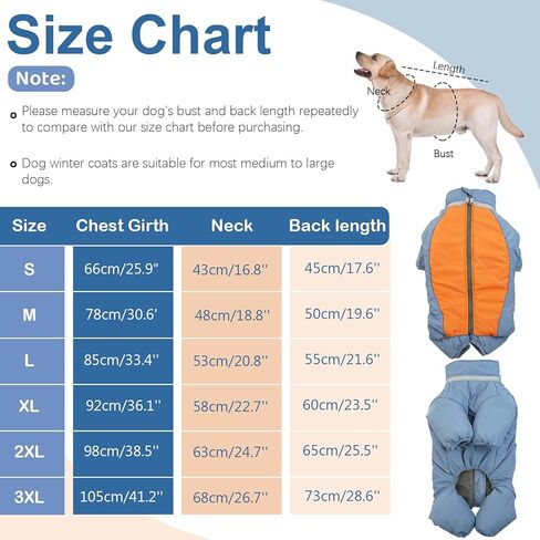 معطف للكلاب من OUOBOB، معطف شتوي للكلاب بأربعة أرجل، سترة صوف دافئة للكلاب، بدلة جسم مضادة للماء، معاطف للكلاب مع حزام مدمج، بدلة ثلج عاكسة لكامل الجسم للكلاب المتوسطة والكبيرة باللون الأزرق 3XL in Kuwait