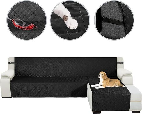 HDCAXKJ Sectional Couch Covers for Dogs 3-Pieces Water Resistant L Shape Sofa Cover Set Pet Friendly Sectional Slipcovers Living Room Non Slip L-Shaped Furniture Protector Washable (Gray, Large) in Kuwait