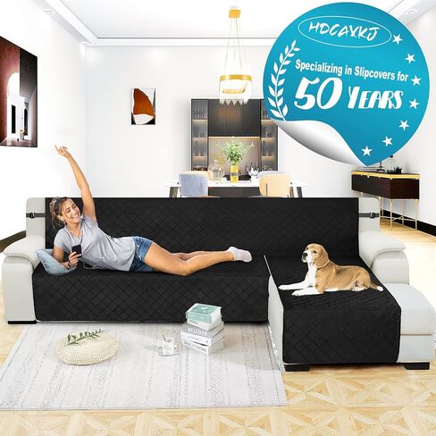 HDCAXKJ Sectional Couch Covers for Dogs 3-Pieces Water Resistant L Shape Sofa Cover Set Pet Friendly Sectional Slipcovers Living Room Non Slip L-Shaped Furniture Protector Washable (Gray, Large) in Kuwait