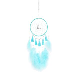 جميل جولي شرابة صغيرة حلم الماسك جدار ديكور لغرفة النوم اليدوية الريش الأزرق Dreamcatcher الجدار شنقا مع قلادة القمر زخرفة الفتيات Dreamcatchers ديكور المنزل الحرفية نعمة هدية -21.7" in Kuwait