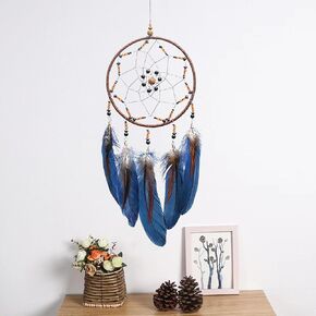 Handmade Blue Dream Catchers for Bedroom Adult, Circular Net for Wall Hanging Decor, Bedroom Decor for Boys Girls Teen Ornament Art Craft (Blue) in Kuwait
