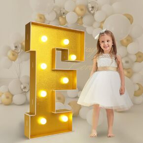 imprsv 3FT Gold Marquee Light Up Letters for Birthday Gold Party Decorations Large Gold Marquee Letters for Baby Shower Wedding Event Bridal Shower Engagement Anniversarty Party Decor,Letter S