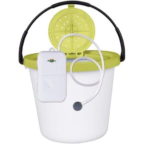 Flambeau Outdoors 6085FA 5 Gal. Insulated Bait Bucket with Premium Lid and Water Resistant Deluxe 12v/110v Aerator (6082FA) Combo Pack, Live Bait Bucket and Aerator Complete Kit, Lime Green/White