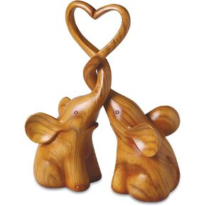 إشارات الفيلة المحبة التماثيل، تمثال الفيل الخشبي للزوجين عيد الحب الفيل التماثيل ديكور المنزل in Kuwait