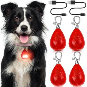 LEIFIDE 4 Pack Dog Collar Lights for Night Walking Rechargeable LED Pet Lights Waterproof Dog Safety Collar Lights for Pets Running Climbing Camping Bike(Mixed Color)