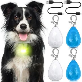 LEIFIDE 4 Pack Dog Collar Lights for Night Walking Rechargeable LED Pet Lights Waterproof Dog Safety Collar Lights for Pets Running Climbing Camping Bike(Mixed Color)