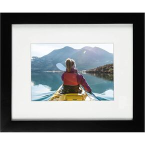 Golden State Art, 8x10 Black Photo Frame - Wood, Real Glass, and White Mat Display for 5x7 Picture (Table-Top or Wall Display) in Saudi Arabia