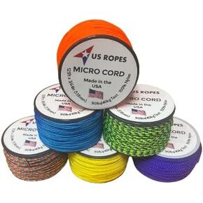 US Ropes 6 Pack Tactical Nylon Micro Cord 1.18mm X 125ft Lightweight Braided Cord (3/64" Diameter) on Spool Camping Boating Home Fishing Garden Jewelry 90lb Test Breaking Load (Primary) in Saudi Arabia
