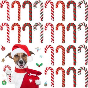 Liliful 24 Pieces Christmas Dog Rope Toys Candy Cane Rope Toys for Dogs Christmas Chew Toys for Christmas Dog Puppy Small Medium Large Dog Chewing Teething Clean and Training in Kuwait