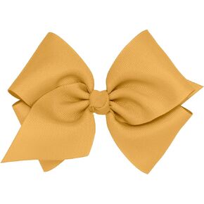 Wee Ones Girls' Classic Grosgrain Hair Bow with Plain Wrap Center on a WeeStay Hair Clip, Handmade, Mini King Sized Bow, White