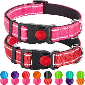 2 Pack Reflective Dog Collars for Medium Dogs Girl Boys,Nylon Durable Soft Padded Neoprene Male Female Dog Collars for Small Puppy Extra Large Dogs with Quick Release Safety Buckle,Pink,Blue,M in Kuwait