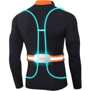 Olook Multicolored Rechargeable LED Reflective Running Vest Light with Front Light, Washable, Non-Slip, Adjustable, Lightweight, Weatherproof, Safety Gear for Running Cycling, Black(Patent Pending) in Kuwait