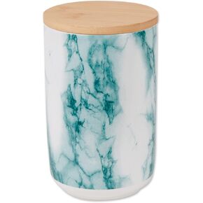Bone Dry Ceramic Marble Treat Jar for Pets Dishwasher Safe, Dishwasher Safe, Bamboo Lid - Push & Twist to Close, Canister, 4x6.5, Teal in Kuwait