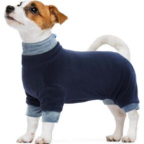 kuoser الصوف الكلبة سترة دافئة الكلب منامة، البلوز الحراري الكلب البلوز الياقة المدورة للكلاب المتوسطة الصغيرة فتاة صبي، لينة جرو عيد الميلاد الزي الكلب تساقط الملابس القط الملابس، الأزرق m in Kuwait