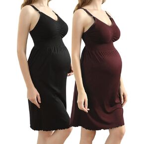 iloveSIA 2pack Women's Seamless Maternity Breastfeeding Nursing Dress with Build-in Bra