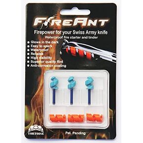 FireAnt 3 Pack - Fire Starter and Tinder System for Swiss Army Victorinox Knives (Blue Glow)