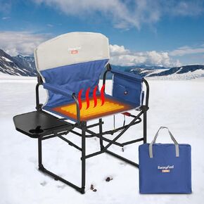 SUNNYFEEL Heated Camping Directors Chair, Heavy Duty,Oversized Outdoor Portable Heating Folding Chair with Side Table, Pocket for Beach, Fishing,Trip,Picnic,Lawn,Concert Foldable Camp Chairs in Kuwait