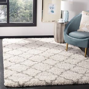 SAFAVIEH Hudson Shag Collection Area Rug - 5'3" x 7'6", Beige & Ivory, Moroccan Trellis Design, Non-Shedding & Easy Care, 2-inch Thick Ideal for High Traffic Areas in Living Room, Bedroom (SGH282F) in Saudi Arabia
