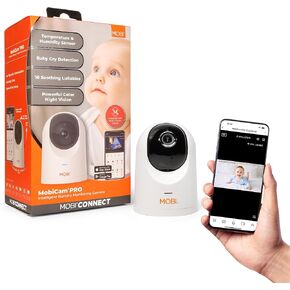جهاز مراقبة الأطفال الذكي MobiCam PRO: دقة عالية كاملة، عموم وإمالة، رؤية ليلية ملونة، تتبع الحركة، 10 تهويدات، قراءات لدرجة الحرارة والرطوبة. يدعم التخزين السحابي وSD، متوافق مع التطبيقات الذكية in Kuwait