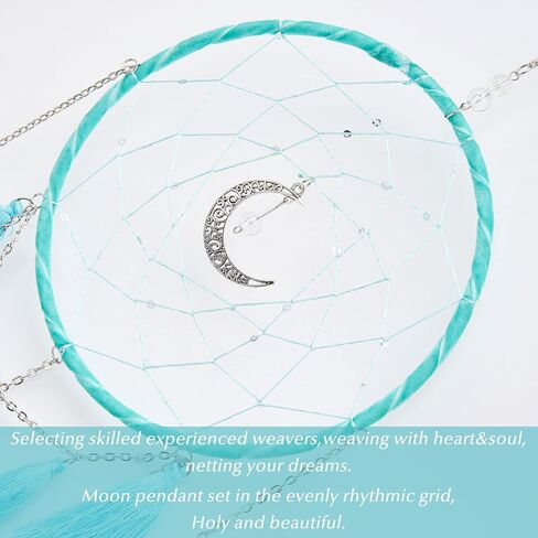 جميل جولي شرابة صغيرة حلم الماسك جدار ديكور لغرفة النوم اليدوية الريش الأزرق Dreamcatcher الجدار شنقا مع قلادة القمر زخرفة الفتيات Dreamcatchers ديكور المنزل الحرفية نعمة هدية -21.7" in Kuwait