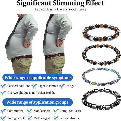 فوزUSD 4 قطعة المغناطيسي الليمفاوية سوار ديتوكس ، سبج العلاج المغناطيسي خلخال سوار للجنسين موضة للنساء الرجال الإجهاد الإغاثة in Kuwait