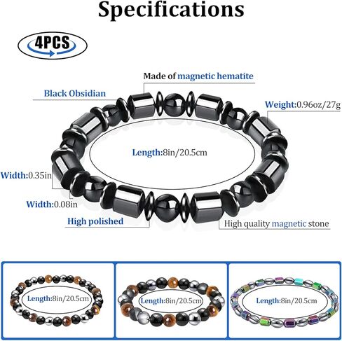 فوزUSD 4 قطعة المغناطيسي الليمفاوية سوار ديتوكس ، سبج العلاج المغناطيسي خلخال سوار للجنسين موضة للنساء الرجال الإجهاد الإغاثة in Kuwait