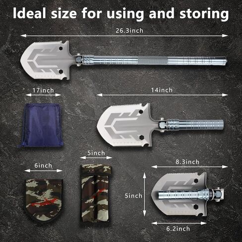 JIEKEDANLIN Pala de Supervivencia Plegable Multifuncional، Pala Tactica de Acero de Aleacion Resistente Con Sierra para Senderismo، Mochileros، Jardineria، Caza، Emergencia de Automovil، Nieve in Saudi Arabia