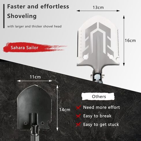 JIEKEDANLIN Pala de Supervivencia Plegable Multifuncional، Pala Tactica de Acero de Aleacion Resistente Con Sierra para Senderismo، Mochileros، Jardineria، Caza، Emergencia de Automovil، Nieve in Saudi Arabia