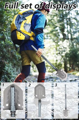 JIEKEDANLIN Pala de Supervivencia Plegable Multifuncional، Pala Tactica de Acero de Aleacion Resistente Con Sierra para Senderismo، Mochileros، Jardineria، Caza، Emergencia de Automovil، Nieve in Saudi Arabia