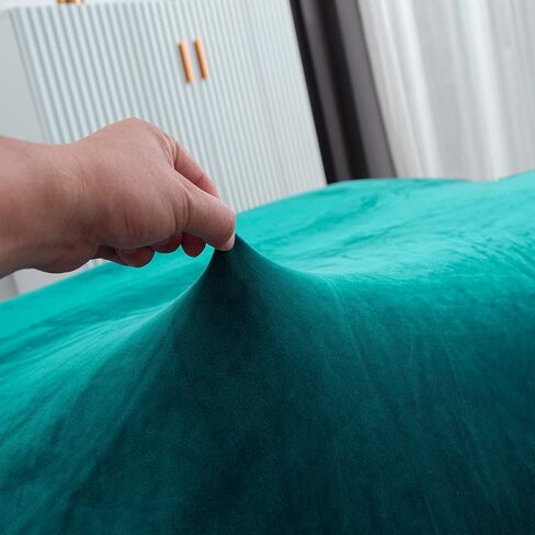 Armless Sofa Bed Cover Futon Slipcover Velvet Stretch Spandex Folding Sofa Couch Non-Armrest Furniture Protector (Velvet Bright Teal) in Saudi Arabia