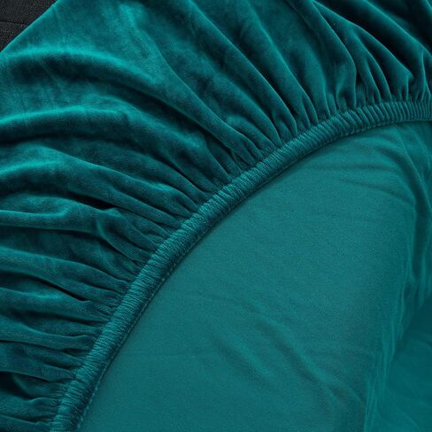 Armless Sofa Bed Cover Futon Slipcover Velvet Stretch Spandex Folding Sofa Couch Non-Armrest Furniture Protector (Velvet Bright Teal) in Saudi Arabia