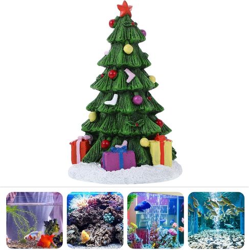POPETPOP Fish Tank Christmas Decoration Aquarium Decorations Reptile Decor Farmhouse Christmas Decor Tabletop Christmas Tree Christmas Tree Decoration Fake Tree Small Fish Tank Statue Resin in Saudi Arabia