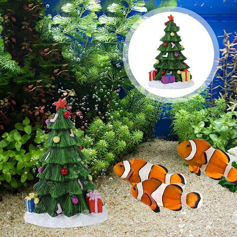 POPETPOP Fish Tank Christmas Decoration Aquarium Decorations Reptile Decor Farmhouse Christmas Decor Tabletop Christmas Tree Christmas Tree Decoration Fake Tree Small Fish Tank Statue Resin in Saudi Arabia