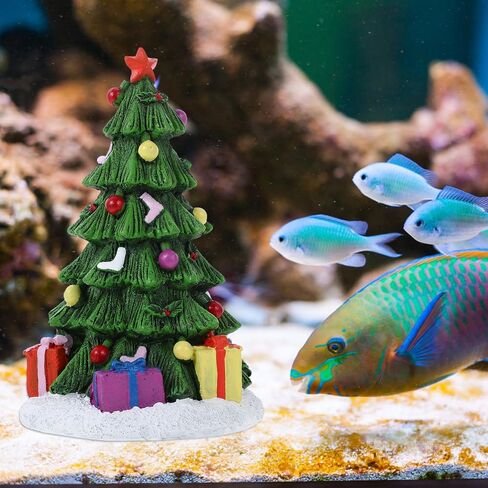 POPETPOP Fish Tank Christmas Decoration Aquarium Decorations Reptile Decor Farmhouse Christmas Decor Tabletop Christmas Tree Christmas Tree Decoration Fake Tree Small Fish Tank Statue Resin in Saudi Arabia