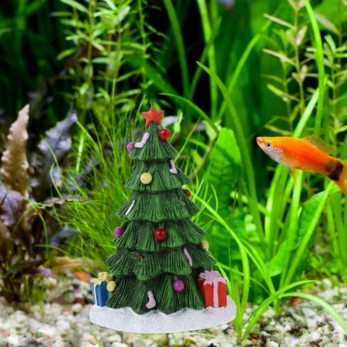 POPETPOP Fish Tank Christmas Decoration Aquarium Decorations Reptile Decor Farmhouse Christmas Decor Tabletop Christmas Tree Christmas Tree Decoration Fake Tree Small Fish Tank Statue Resin in Saudi Arabia