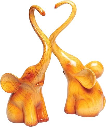 إشارات الفيلة المحبة التماثيل، تمثال الفيل الخشبي للزوجين عيد الحب الفيل التماثيل ديكور المنزل in Kuwait