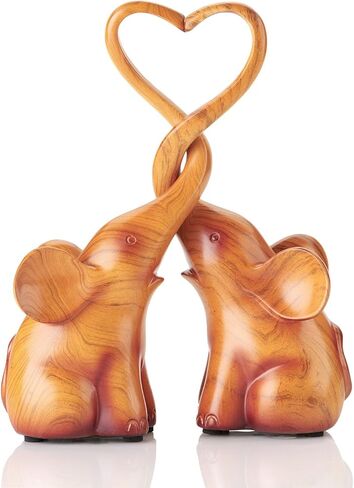 إشارات الفيلة المحبة التماثيل، تمثال الفيل الخشبي للزوجين عيد الحب الفيل التماثيل ديكور المنزل in Kuwait