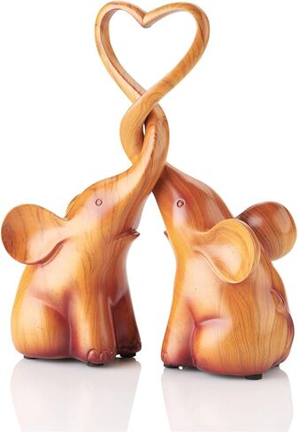 إشارات الفيلة المحبة التماثيل، تمثال الفيل الخشبي للزوجين عيد الحب الفيل التماثيل ديكور المنزل in Kuwait