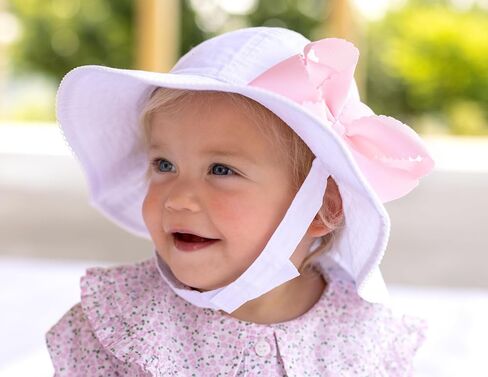قبعات شمسية ذات وجهين للفتيات من Wee Ones مع أشرطة للذقن، أنيقة ومسامية، جاهزة للصيف in Kuwait