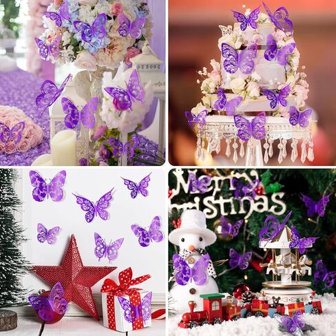 Amaonm 3D فراشة جدار ديكور 60 قطعة 5 أنماط 3 أحجام الفراشات الجدار ملصق قابل للإزالة DIY جوفاء PVC فراشة جدار الشارات للأطفال غرفة نوم الطفل الفتيات الأطفال المراهقين الحضانة الفصول الدراسية غرفة المعيشة الحمام الزفاف كعكة عيد ميلاد حزب الديكور (الوردي) in Kuwait