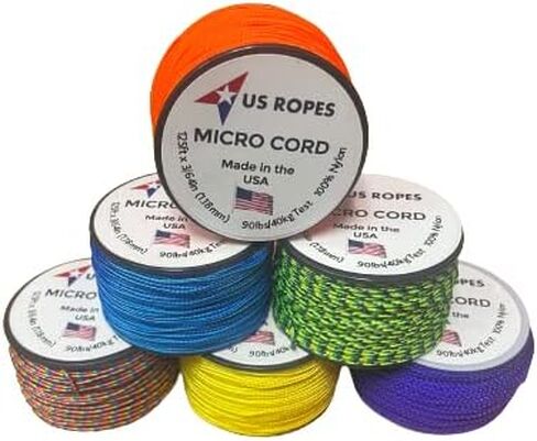 US Ropes 6 Pack Tactical Nylon Micro Cord 1.18mm X 125ft Lightweight Braided Cord (3/64" Diameter) on Spool Camping Boating Home Fishing Garden Jewelry 90lb Test Breaking Load (Primary) in Saudi Arabia