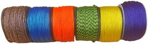 US Ropes 6 Pack Tactical Nylon Micro Cord 1.18mm X 125ft Lightweight Braided Cord (3/64" Diameter) on Spool Camping Boating Home Fishing Garden Jewelry 90lb Test Breaking Load (Primary) in Saudi Arabia