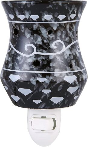 Mosaic Glass Wax melt Warmer Electric Oil Burner Candle Wax Warmer Romantic Aroma Warmer for Essential Oils Burner & Premium Wax Melts Burner,Simple Roller Switch,Gift,Home Decoration (AW003-Black) in Saudi Arabia