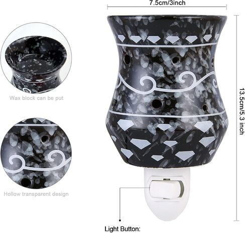 Mosaic Glass Wax melt Warmer Electric Oil Burner Candle Wax Warmer Romantic Aroma Warmer for Essential Oils Burner & Premium Wax Melts Burner,Simple Roller Switch,Gift,Home Decoration (AW003-Black) in Saudi Arabia